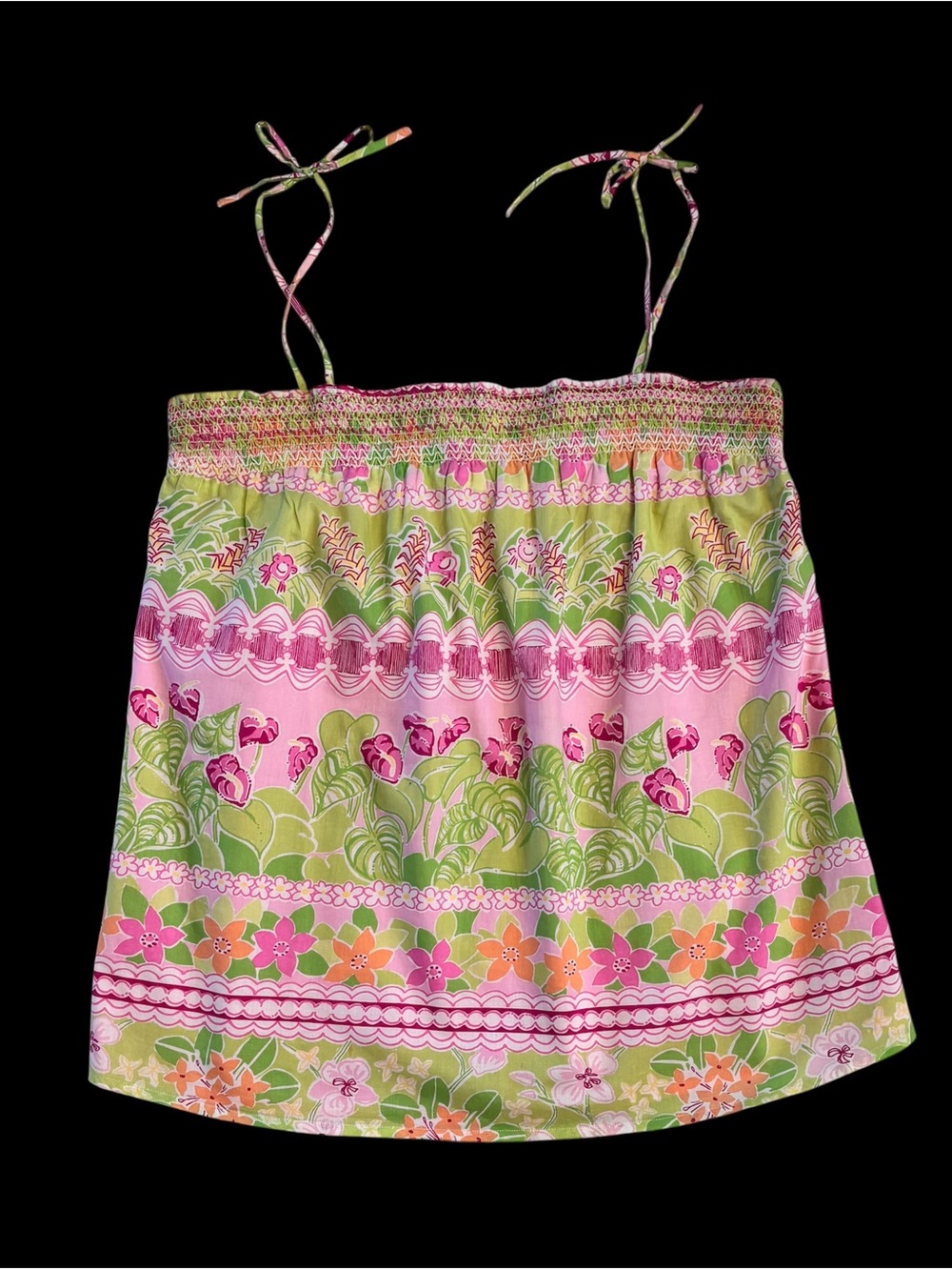 Lilly Pulitzer Lined Spaghetti Strap Floral Cotton Top Medium